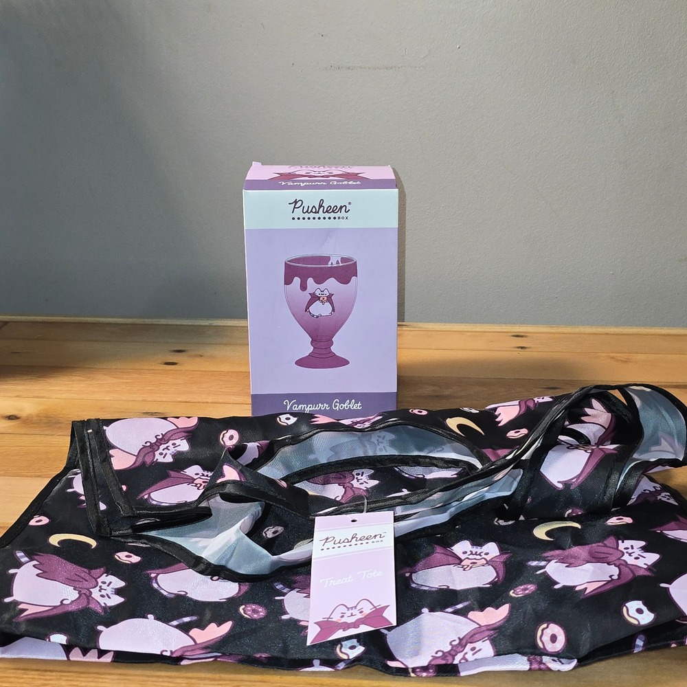 Pusheen Box Fall 2022 Vampurr Goblet and Treat Tote Bag Set Halloween Exclusive
